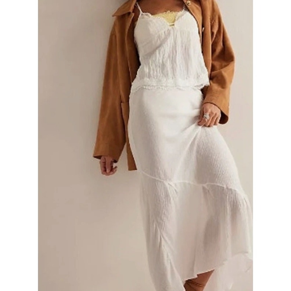 NWT‎ Free People Intimately Sweet On You Bias Slip Skirt Clean Ivory Extra Small